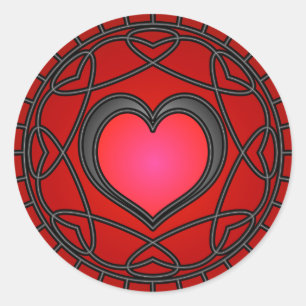 Schwarz/Rote Herzen und Wirbel Sticker