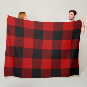 Schwarz-rote karierte Quadrate Buffalo Plaid Fleecedecke