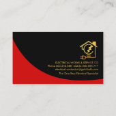 Schwarz-Rote Kurve Letter-e-Bulb-Zuhause Visitenkarte (Rückseite)