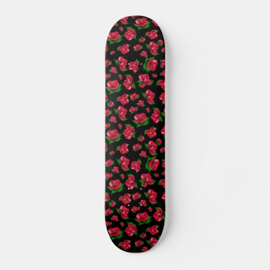 Schwarz-Rote Rose-Pattern-Girls-Skateboard Skateboard (Vorderseite)