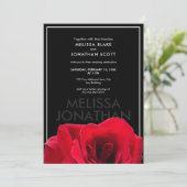Schwarz-Rote Rose-Weißrahmen Einladung zum Hochzei (Stehend Vorderseite)