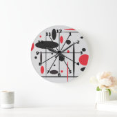 Schwarz-, Rote und weißeabstrakte Wand-Uhr Große Wanduhr (Zuhause)