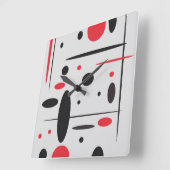 Schwarz-, Rote und weißeabstrakte Wand-Uhr Quadratische Wanduhr (Winkel)