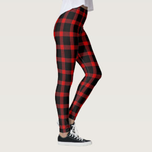 schwarz/rote Weihnachten/Winter-Baumwollflanell  Leggings