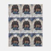 Schwarz-roter Dachshund Fleecedecke (Vorderseite)
