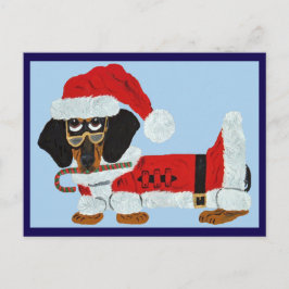 Schwarz-roter Dachshund Weihnachtsmann mit einem Z Postkarte