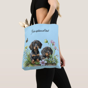SCHWARZ-ROTER DACHSUND-WELPEN-TRAGETASCHE TASCHE