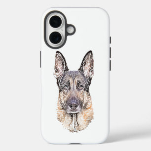 Schwarz-roter Deutsche-Schäferhund-Porträt iPhone 16 Hülle