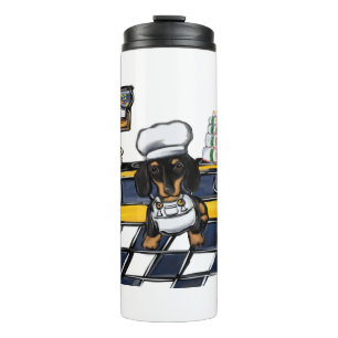 Schwarz-Roter Doxie-Koch Thermosbecher