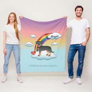 Schwarz-roter Rottweiler-Hund Regenbogen-Denkmal Fleecedecke
