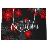 Schwarz Roter Schneeflocken Frohe Weihnachten Neue Große Geschenktüte (Vorderseite)