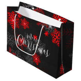 Schwarz Roter Schneeflocken Frohe Weihnachten Neue Große Geschenktüte