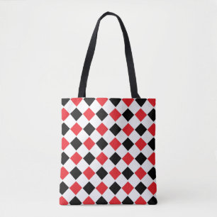 Schwarz-rotes Argyle-Muster Tasche