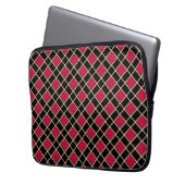 Schwarz-rotes Diamantmuster Laptopschutzhülle (Vorderseite Links)