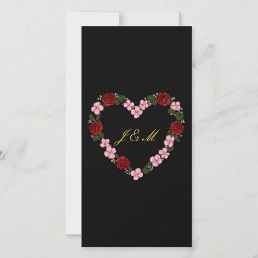 Schwarz-rotes Hochzeitsprogramm - Florales Rosenhe (Rückseite)