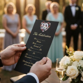 Schwarz-rotes Hochzeitsprogramm - Florales Rosenhe