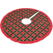 Schwarz-rotes Karomuster Polyester Weihnachtsbaumdecke (Schrägansicht)