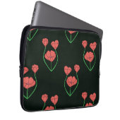 Schwarz-rotes Pfingstrosenmuster Laptopschutzhülle (Vorne Rechts)