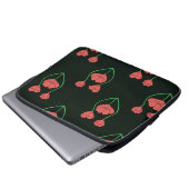 Schwarz-rotes Pfingstrosenmuster Laptopschutzhülle (Vorne Knopf)