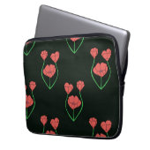 Schwarz-rotes Pfingstrosenmuster Laptopschutzhülle (Vorderseite Links)