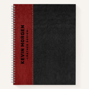 Schwarz-rotes Vintage-Leder mit gealtertem Look Notizblock