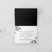 Schwarz/Royal Blue Reverse Swirt Wedding Dankeskarte (Innenseite)