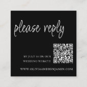 Schwarz | RSVP QR Code für Hochzeiten Begleitkarte (Vorderseite)
