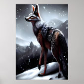 Schwarz-Rückenjacken im verschneiten Berg Kunst de Poster (Vorne)