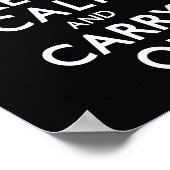 Schwarz Ruhe bewahren und weiter tragen Poster (Ecke)