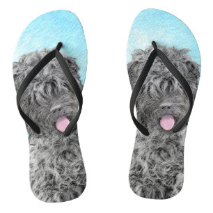 Schwarz-Russisch-Terrier-Malerei - Niedlicher Orig Badesandalen