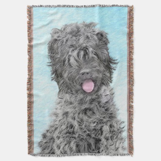 Schwarz-Russisch-Terrier-Malerei - Niedlicher Orig Decke (Vorderseite Vertikal)