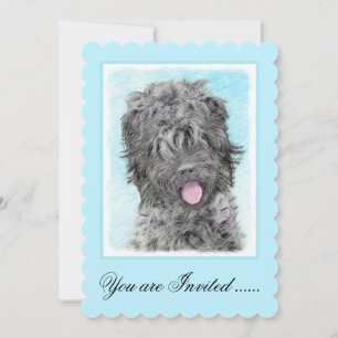 Schwarz-Russisch-Terrier-Malerei - Niedlicher Orig Einladung
