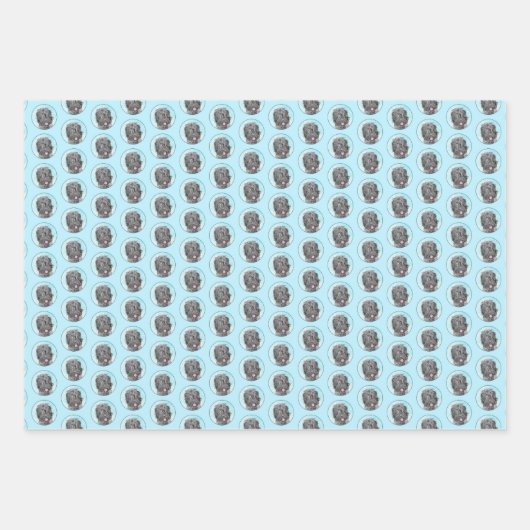 Schwarz-Russisch-Terrier-Malerei - Niedlicher Orig Geschenkpapier Set (Vorderseite)