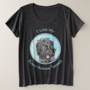 Schwarz-Russisch-Terrier-Malerei - Niedlicher Orig Große Größe T-Shirt