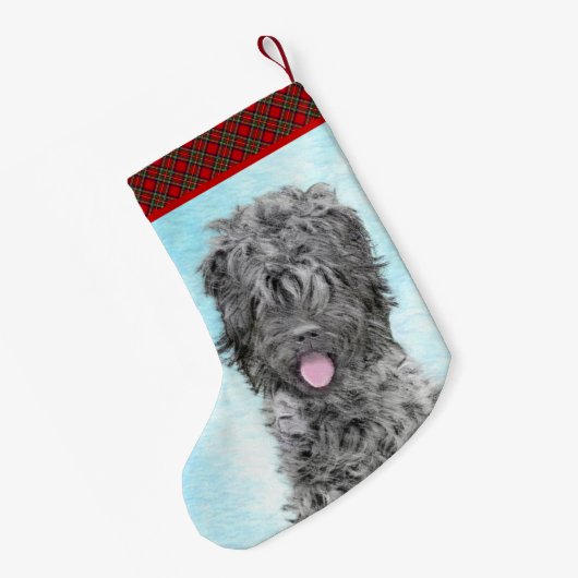 Schwarz-Russisch-Terrier-Malerei - Niedlicher Orig Kleiner Weihnachtsstrumpf (Rückseite (Hängend))