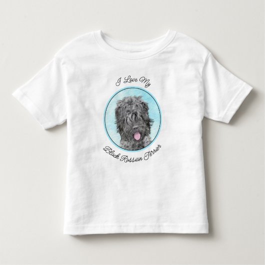 Schwarz-Russisch-Terrier-Malerei - Niedlicher Orig Kleinkind T-shirt (Vorderseite)