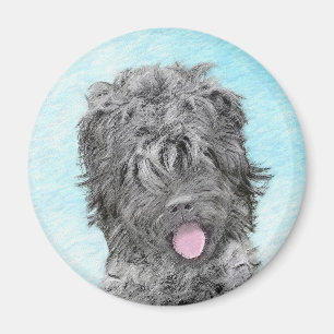 Schwarz-Russisch-Terrier-Malerei - Niedlicher Orig Magnet