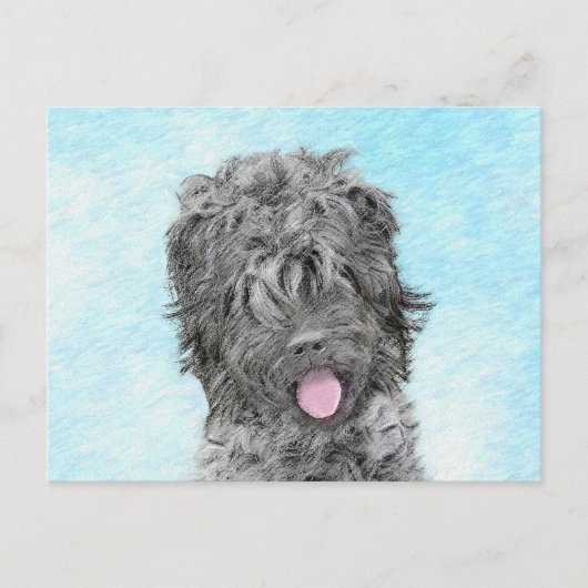 Schwarz-Russisch-Terrier-Malerei - Niedlicher Orig Postkarte (Vorderseite)