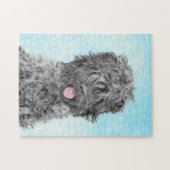 Schwarz-Russisch-Terrier-Malerei - Niedlicher Orig Puzzle (Horizontal)