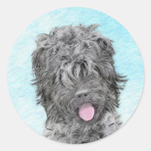 Schwarz-Russisch-Terrier-Malerei - Niedlicher Orig Runder Aufkleber