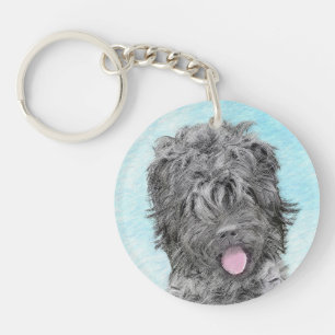 Schwarz-Russisch-Terrier-Malerei - Niedlicher Orig Schlüsselanhänger