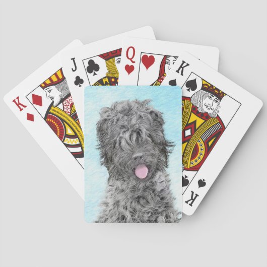 Schwarz-Russisch-Terrier-Malerei - Niedlicher Orig Spielkarten (Rückseite)