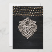 Schwarz Rustikale Holzverheiratung Einladung (Rückseite)