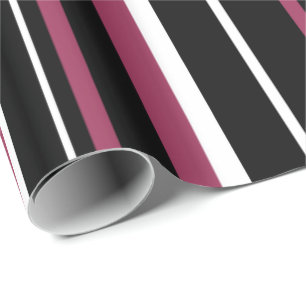 Schwarz, Sangria-Pink und Weiß gestreift Geschenkpapier
