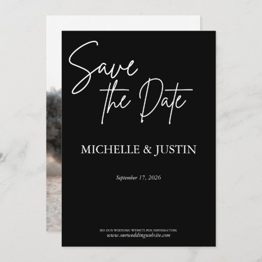 Schwarz Save the Date (Vorne/Hinten)