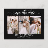 Schwarz Save the Date 4 Foto Modernes Postkarte (Vorderseite)