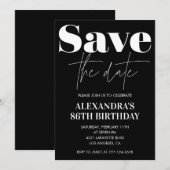 Schwarz Save the Date 86. Einladung (Vorne/Hinten)