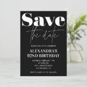 Schwarz Save the Date 92. Geburtstag Einladung (Stehend Vorderseite)