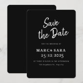 Schwarz Save the Date bearbeitbar, moderner Schwar (Vorne/Hinten)