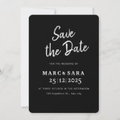 Schwarz Save the Date bearbeitbar, moderner Schwar (Vorderseite)